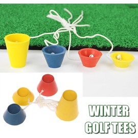 Jizlan 1 Set Winter Golf Tees,Rubber Golf Tees with 4 Different Heights for Frosty Days Hard Ground Home Driving Range Mat Training Practice Kits,Prevent Loss Golf Ball Holder,Golf Accessory