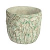 Creative Co-Op Embossed Floral Cement Planter, Distressed Green