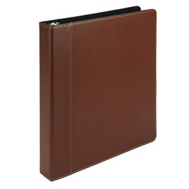Samsill Contrast Stitch Leather 3 Ring Binder, Portfolio Organizer (Tan, 8.5 x 11" Capacity 1")