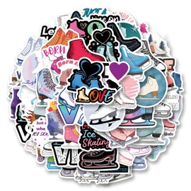 62Pcs Ice Skating Stickers Pack, Cartoon Cute Vinyl Waterproof Decals for Water Bottle,Laptop,Phone,Skateboard,Scrapbooking,Bumper Decor for Kids Teens Adults Fans for Party Supply