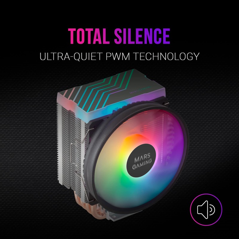 MARSGAMING MCPU44, Dual ARGB CPU Heatsink, 4 Heatpipes HCT, TDP