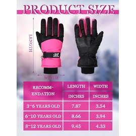 SATINIOR 2 Pairs Waterproof Kids Winter Snow Gloves Ski Gloves for Boy Girl Outdoor Warm Thickening Snowboard Gloves for Cold Weather