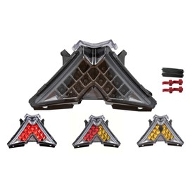 TOPZONE Fit For APRILIA 2011-2023 RS4 125; RS4 50 2T; 2009-2020 RSV 4 1000; 2019-2021 RSV4 1100 RACING FACTORY; LED Rear Lamp Brake Tail Light+Integrated Turn Signal (Smoke, Style1 LED Flash)