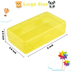Pencil Box, Large Capacity Clear Pencil Case, 1 Pack Hard Pencil Case, Clear Crayon Box with Snap-tight Lid Stackable Design, Plastic Storage Box for Office Supplies, Yellow