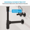 Bächlein Universal Cup Siphon for Washbasins and Washbasins (Matt Black),