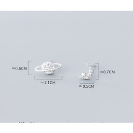 20g CZ Asymmetric Star Moon Planet Small Cartilage Stud Earrings for Women Teen Girls Sterling Silver White Gold Plated Hypoallergenic Piercing Post Jewelry Gifts Birthday Bff Daughter Sister Xmas