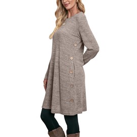 Fall Dresses for Women 2025 Long Sleeve Sweater Dress Winter Dresses Coffee M