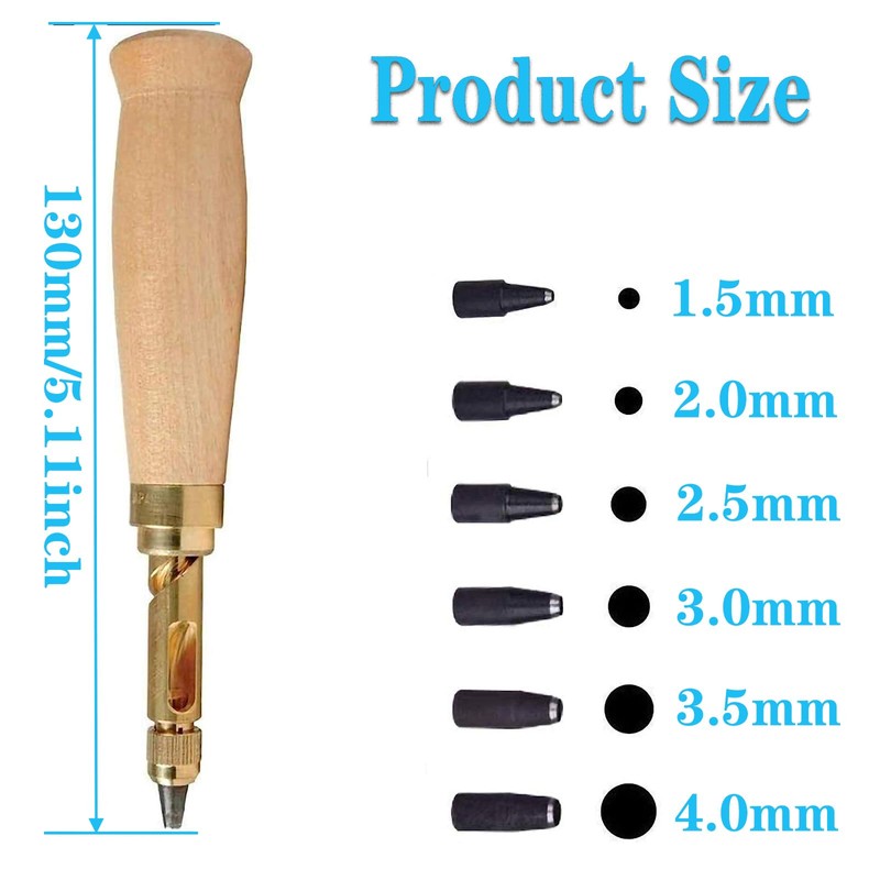Yuentoen Japanese Screw Hole Punch,Automatic Hole Punch Drill Tool,6 Tip
