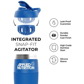 Applied Nutrition – Stainless Steel Shaker Bottle – Best Leakproof Design – Best Smooth Mixing – Superior Grip & Durability – (700ml – Midnight Blue)