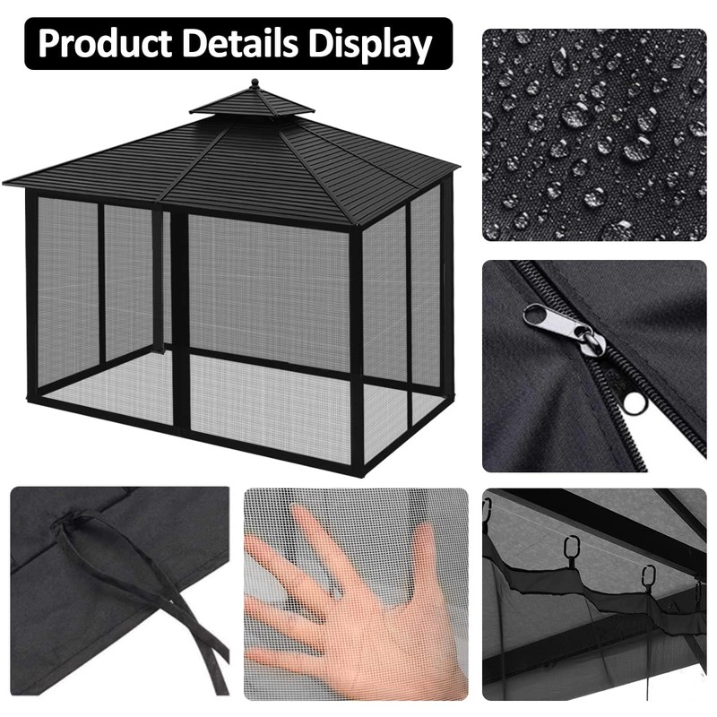 Homegroove Replacement Mosquito Netting for 10x12ft Gazebo, Universal Mesh Screen