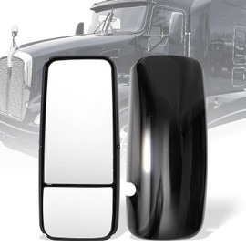 YUANJUFITT Black Power Heated Door Main Mirror For Kenworth T660 Side View Main Mirror for 2008-2016 Kenworth T170 T270 T370 T440 T470 T800 T600 Semi Trucks Accessories Driver Left Side
