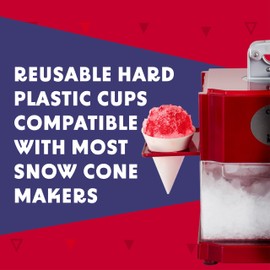 [6 Pack] Plastic Reusable Snow Cone Cups for Your Snow Cone Maker, Slushies, Shaved Ice Syrup or Juice - No Leak, Durable Shaved Ice Cups - 6 oz