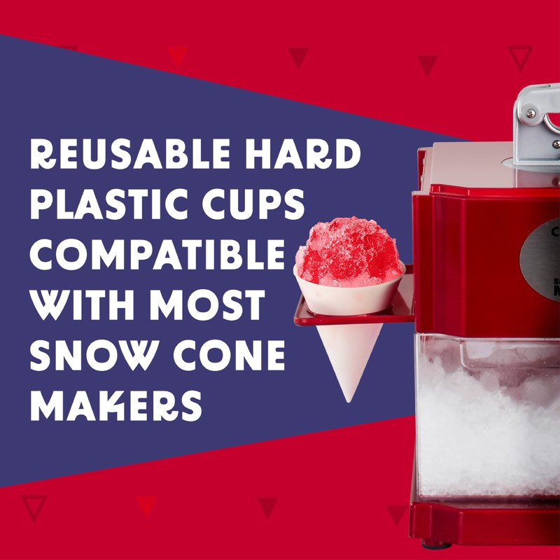 [6 Pack] Plastic Reusable Snow Cone Cups for Your Snow