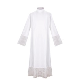 AwwwCos White Priest Long Robe Men Pastor Cassock Gown Catholic Clergy Pulpit Cloak Christian Vestment Liturgical White XL