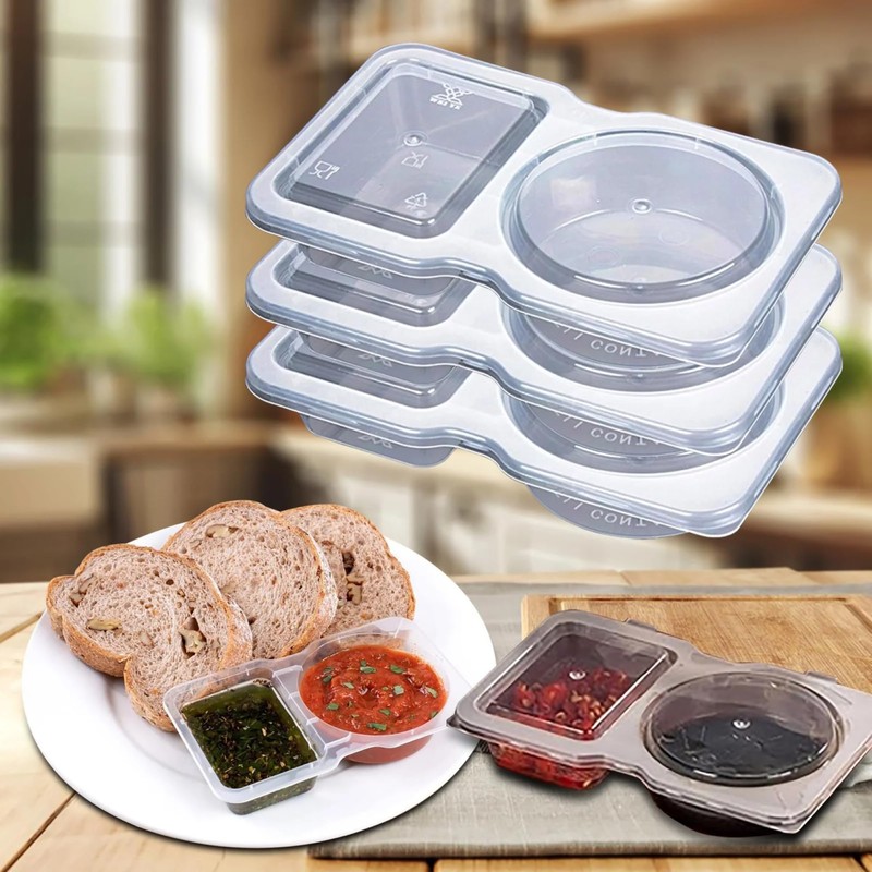 JOLAFUNBS 8 Set Double Compartment Snack Pot Reusable Snack Containers