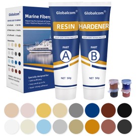 Globalcom Fiberglass Boat Repair Kit, (Color Match) Gel Coat Repair Kit for Boats, Marine Fiberglass Repair Kit for Boats, Epoxy Filler for Boats, Fiberglass Repair Kit Fix Holes Chips Pit Cracks