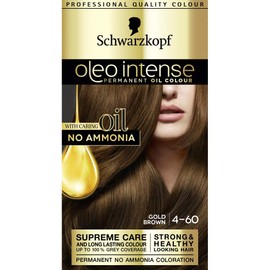 Schwarzkopf Oleo Intense Permanent Brown Hair Dye, Oil Enriched, Ammonia Free, Up to 100 Percent Grey Coverage, Gold Brown 4-60