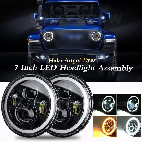 SJMYXCLW Pair 7" Round Led Headlights High Low Beam For