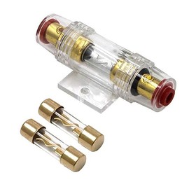 4-8 Gauge AWG In-line Waterproof Fuse Holder with Two 100A AGU Type Fuses for Car Audio/Alarm/Amplifier/Compressors (Pack of 1)