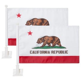 2 Pack Car Flags,Car Flag California Flag Outdoor with State Flag and Car Flag Pole, Car Logo Window Clip Can be Clipped to Most Windows 14 inch Flag Pole and 16 x 10 inch Double Sided Flag.