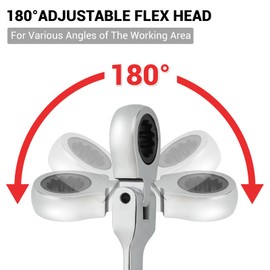 Pilida 1/2 Inch Ratcheting Combination Wrench 12 Point SAE Flex Head Gear Wrench Rachet Box End Spanner 72 Teeth Chrome Vanadium Steel