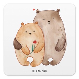 Mr. & Mrs. Panda 10er Set Untersetzer Set Bären Liebe - Geschenk, Verlobung, Umarmen, Blume, Silikon Untersetzer, Freundin, Untersetzer Filz,