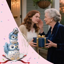 Saysmile Solar Garden Statues Outdoor Decor, Watering Owl Statue Garden Decor, Resin Yard Decorations Outdoor for Patio, Porch, Balcony, Lawn Ornaments, House Warming Birthday Gifts for Mom Women Grandma