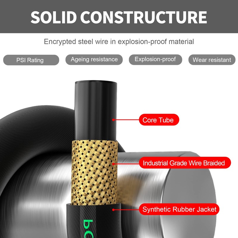 POHIR 3/8" Pressure Washer Hose 50 FT for Cold and
