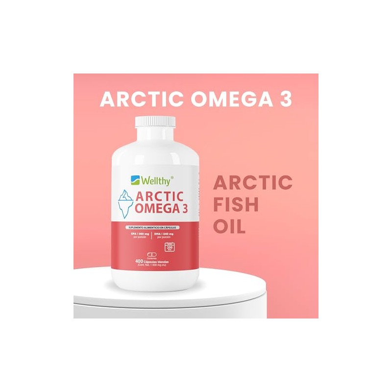 Wellthy Acrtic Omega 3 Softgel 400 Cápsulas. 360mg EPA, 240mg