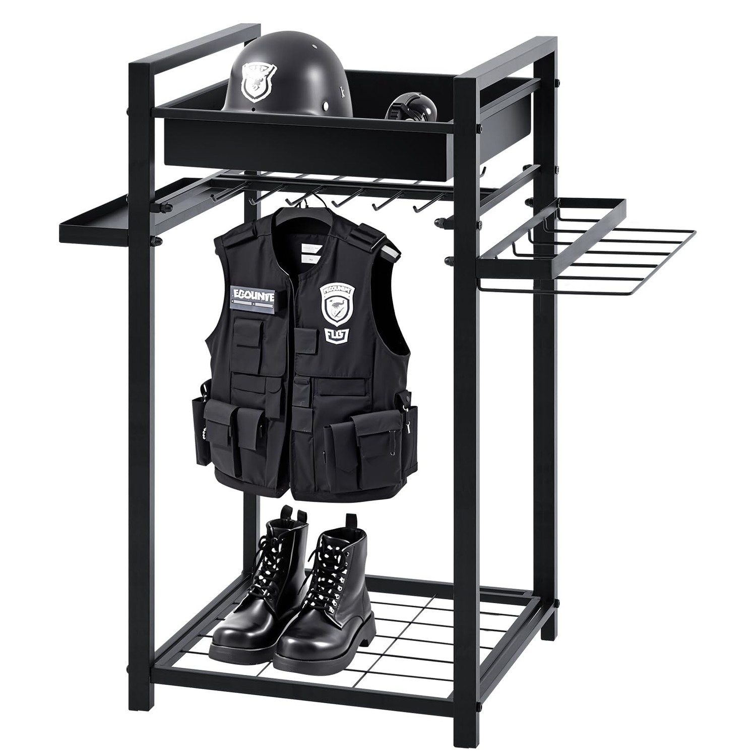 Blulu Police Gear Stand, Tactical Duty Gear Rack with 12 Hooks, Uniform ...