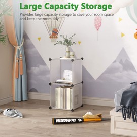 C&AHOME Cube Storage, 2-Cube Organizer Unit, Plastic Closet Storage Shelf, DIY Bookshelf, Modular Bookcase, Cabinet Ideal for Bedroom, Living Room, Office, 12.4" L x 12.4" W x 24.8" H White SBTM3002A