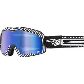 100% BARSTOW Premium Protective Sport Goggles with Minimal Frame (Death Spray - Mirror Blue Lens)