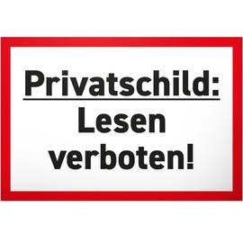 DankeDir! Private Sign Reading Prohibited - Plastic Sign 30 x 20 cm - Saying Sign Birthday Gift Door Sign Funny Saying - Gift Party Decoration Office Gift Idea Colleagues Friends