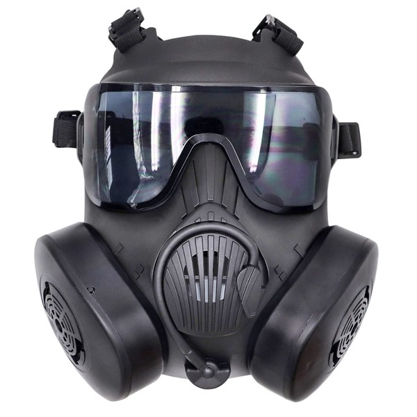 M50 Airsoft Mask Tactical Full Face Eye Protection Goggles Skull with Filter Fans Outdoor Sport CS Protective Paintball Eye Protection Gas Mask (Black)