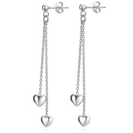 MATERIA by Matthias Wagner SO-248 Heart Drop Earrings 925 Silver in 3 Colours, Silver