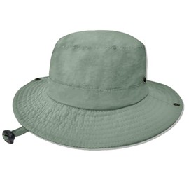 Sun Hats for Men Women Fishing Hat UPF 50+ Quick Dry Foldable Bucket Hat Adjustable Safari Hat for Beach Hiking Green Gray