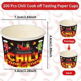 200 Pcs 4 oz Chili Cook Off Cups Chili Bowls Disposable Paper Chili Tasting Cups Food Sample Cups for Tasting Chili Cook off Decorations Supplies