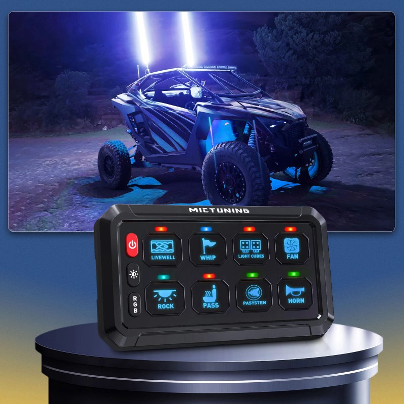 MICTUNING RGB 8 Gang Switch Panel ON/OFF LED Light Bar