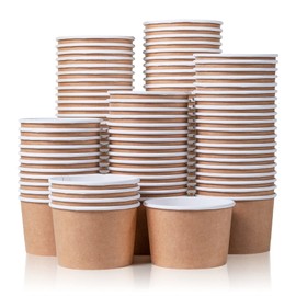 MATICAN 100-Count Paper Ice Cream Cups - 9-Oz Disposable Dessert Bowls for Hot & Cold Foods