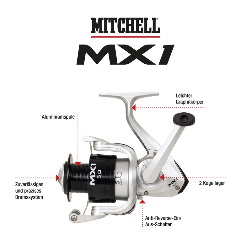 Mitchell MX1 Spinning Reel - Lightweight Graphite Shell Aluminium Spool
