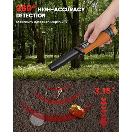 DR.ÖTEK Metal Detector Pinpointer, IP68 Fully Waterproof Handheld Pin Pointer with LCD Screen, Innovative Interference Cancellation Function, Higher Sensitivity, 3 Modes, Great for Gold, Coins, Orange