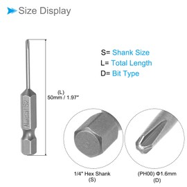 CoCud Phillips Phillips Screwdriver Bits PH00 50 mm Long 1/4 Inch Hexagonal Shaft S2 Magnetic Phillips Drill Bit - (Use: for Performance Impact Wrench) Pack of 10