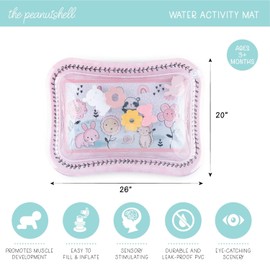 The Peanutshell Tummy Time Water Play Mat for Babies, Girls High Contrast Sensory Developmental Toy, Infant Baby Floor Toys Games, Baby Essentials Must Haves - Happy Garden