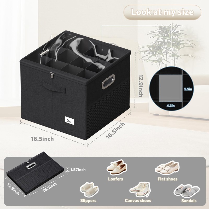 2 Pack Shoe Organizer for Closet Large Shoe Box Storage