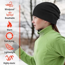 HASAGEI Sports Hat Men's Women's Beanie Hat Running Cycling Hat with Breathable Comfortable High Elasticity Windproof for Running, Skiing, Cycling, Snowboarding, Climbing, Motorcycling, black