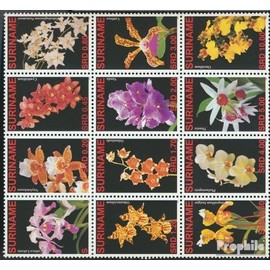 Prophila Collection Suriname 2090-2101 (Complete Edition) Block of Twelve Mint NH 2007 Orchids from All Over the World (Stamps for Collectors) Plants / Mushrooms