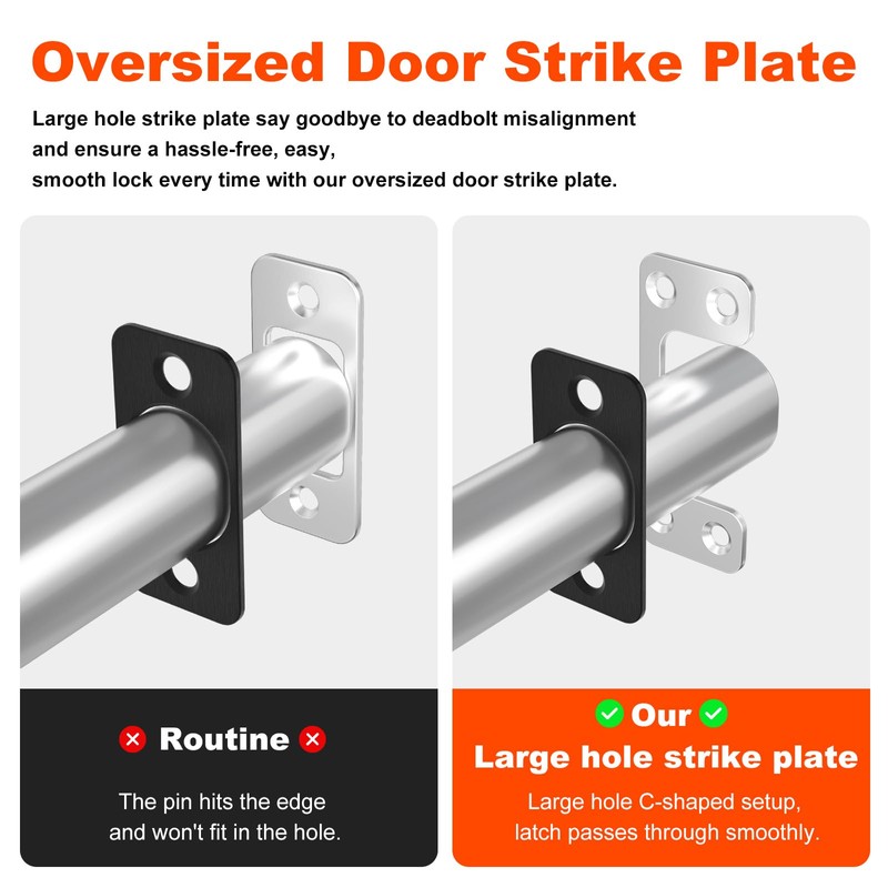 Oversized Deadbolt Strike Plate 1.125" x 2.75" - Adjustable Strike
