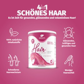 Nature's Finest by Nutrisslim Haar vitamine für Frauen, Haarwachstum Beschleunigen, Biotin Hochdosiert, 450 μg Dosis, Kollagen Angereichert, Zuckerfrei, Netto 150 g - Für Gesundes, Kräftiges Haar