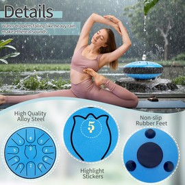 Steel Tongue Drum 6 Inche 11 Note Steel Drums Rain Chime,Raindrop Drum,Rain Drum for Outside Garden（Sky Blue）