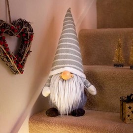 Marco Paul Christmas 38cm Grey Standing Gonk Super Furry Fabric Nordic Gonk Soft Plush Festive Indoor Christmas Ornaments Xmas Home Decoration Winter Santa Figure Ideal Christmas Decorations Indoor